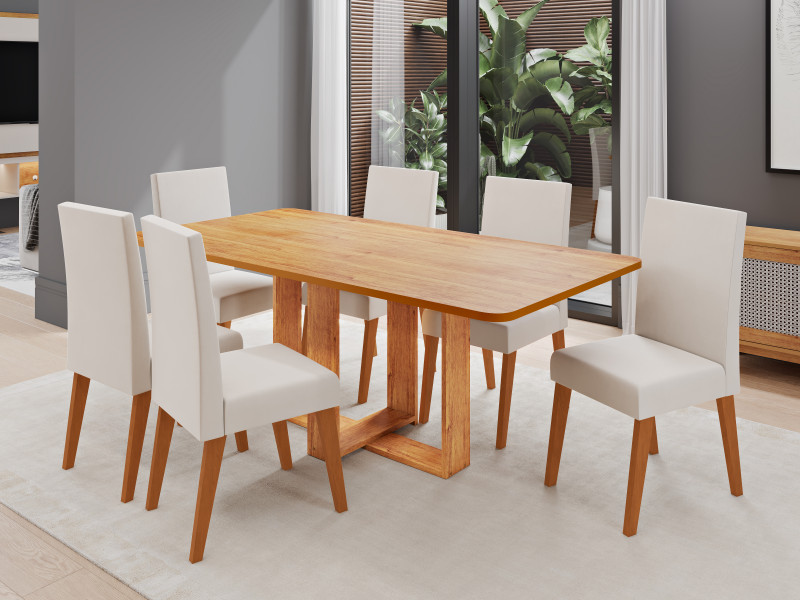 Viero Móveis Luna 160x80_Mel_Tp Mel_6 Cad Milão_Veludo Marfim