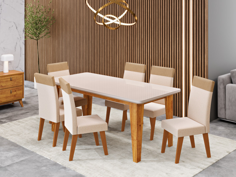 Viero Móveis Dakota 160x90_Mel_Vd Off_6 Cad Veneza_Linho Bronze_Corano Areia