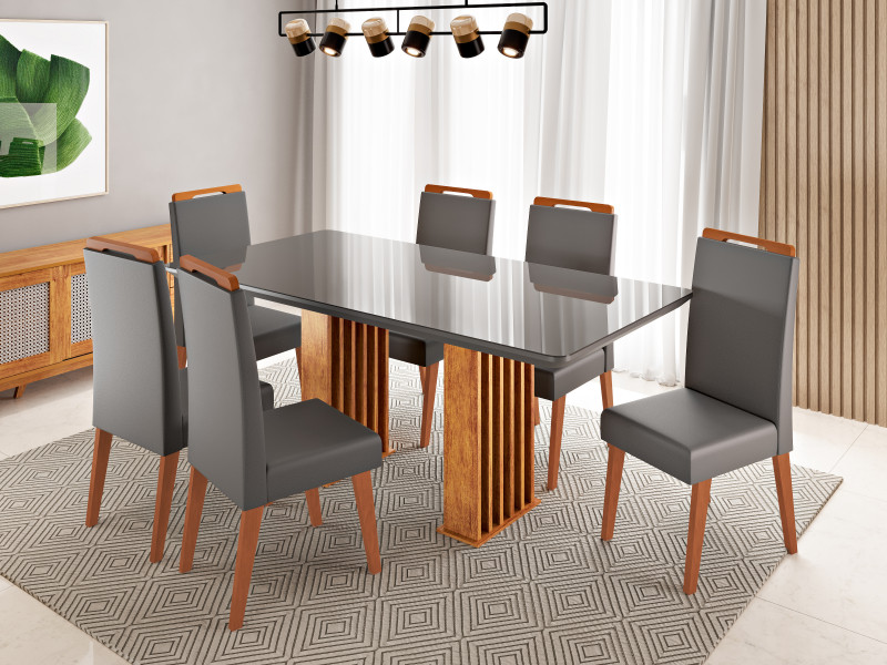 Viero Móveis Munique 160x90_Mel_Vd Grafite_6 Cad Lotus_Corano Chumbo