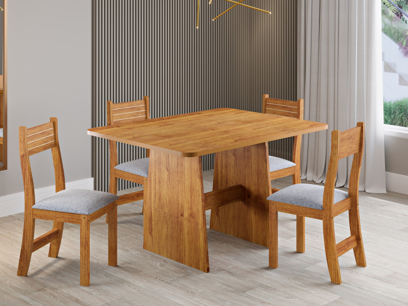 Viero Móveis Maia 120x80 pintada_Mel_Tp Mel_4 Cad Brisa_Linho Inox