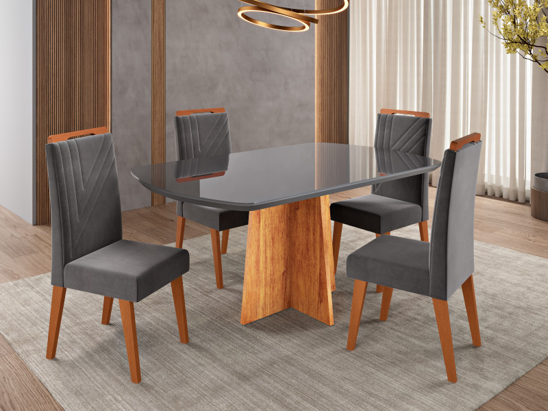 Viero Móveis Zurique 120x90_Mel_Vd Grafite_4 Cad Diamante_Veludo Grafite