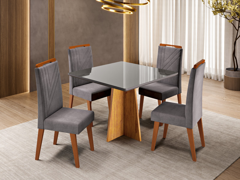 Viero Móveis Athenas 90x90_Mel_Vd Grafite_4 Cad Diamante_Veludo Grafite