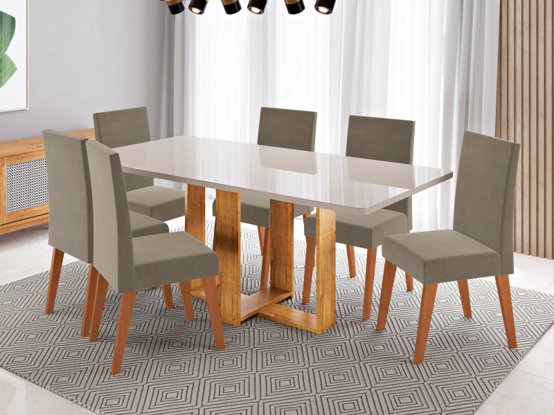 Viero Móveis Florida 160x80_Mel_Vd Off_6 Cad Milão_Veludo Pérola