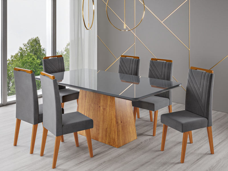 Viero Móveis Delicata 180x90_Mel_Grafite_6 Cad Safira_Veludo Grafite