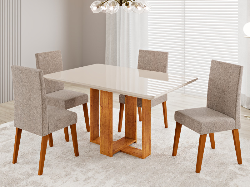 Viero Móveis Vicenza 120x90_Mel_Off_4 Cad Milão_Linho Kaki