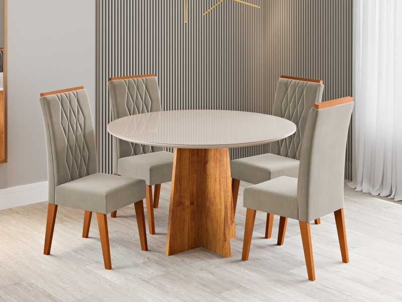 Viero Móveis 2729_Ra_Dalila Red 90_Mel_Off_4 Cad Cristal_Veludo Perola