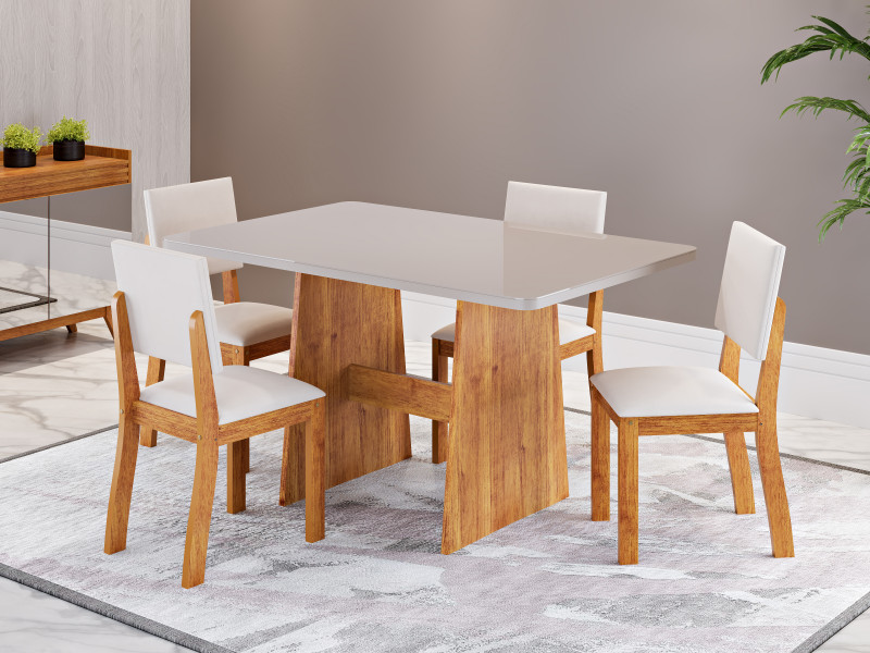 Viero Móveis San Francisco 120x80_Mel_Tp Mel_4 Cad Bela_Veludo Marfim