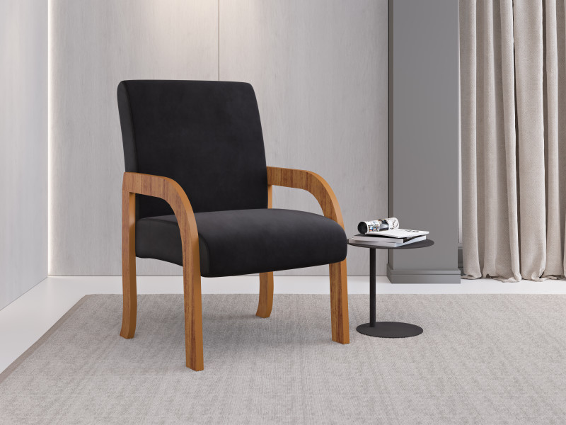 Viart 1174_Ra_Poltrona Paris_Mel_Veludo Preto